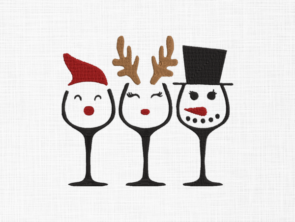 Christmas Glasses Embroidery Design - 5 Sizes