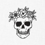 Floral Skull Embroidery Design - 5 Sizes