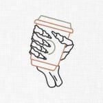 Coffee in Skull Hand Embroidery Design - 5 Sizes