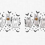 Ghost Cat Embroidery Design - 5 Sizes