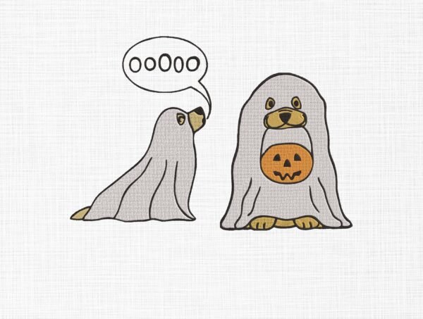 Halloween Ghost Dog Embroidery Design - 5 Sizes