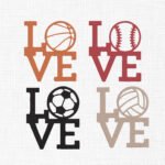 Sports Balls Love Embroidery Design - 5 Sizes