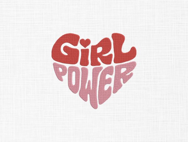 Girl Power Heart Embroidery Design - 5 Sizes