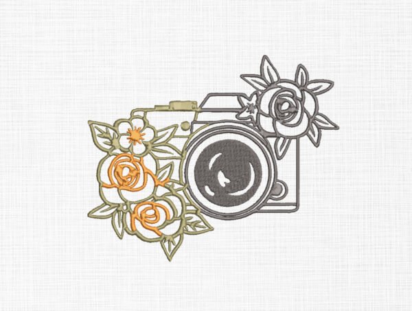 Floral Camera Embroidery Design - 4 Sizes