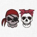 Skull Pirate Embroidery Design - 5 Sizes