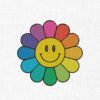 Rainbow Smiley Flower Embroidery Design - 5 Sizes