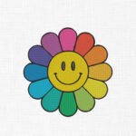 Rainbow Smiley Flower Embroidery Design - 5 Sizes
