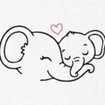 Elephant Mother Love Embroidery Design - 5 Sizes