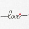 Love & Heart Text Embroidery Design - 5 Sizes