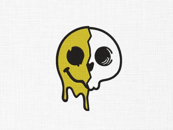 Melting Skull Face Embroidery Design - 5 Sizes