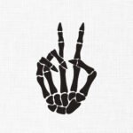 Skull Peace Sign Hand Embroidery Design - 5 Sizes