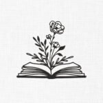 Floral Book Embroidery Design - 5 Sizes