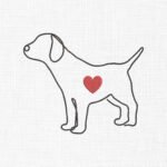 Dog With Heart Line Art Embroidery Design - 5 Sizes
