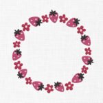 Strawberry Floral Wreath Embroidery Design - 5 Sizes