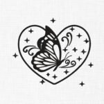 Butterfly In Heart Embroidery Design - 5 Sizes