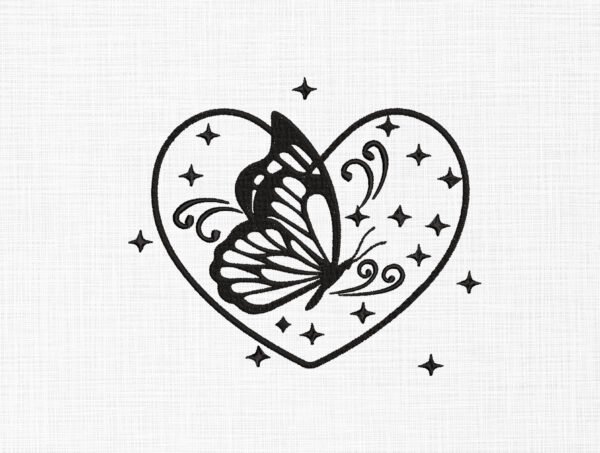 Butterfly In Heart Embroidery Design - 5 Sizes
