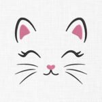 Cat Face Embroidery Design - 5 Sizes