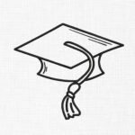 Graduated Cap Line Art Embroidery Design - 5 Sizes