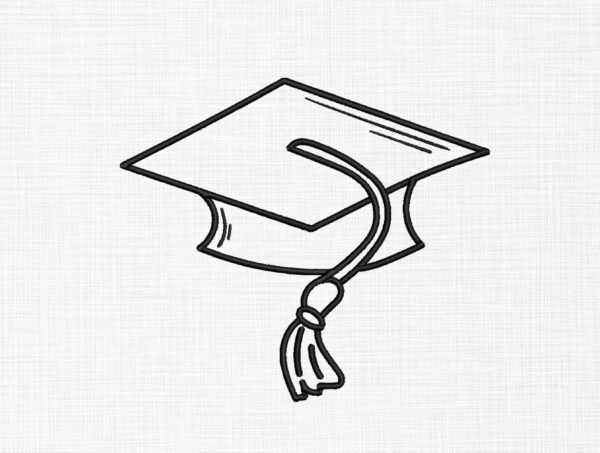 Graduated Cap Line Art Embroidery Design - 5 Sizes
