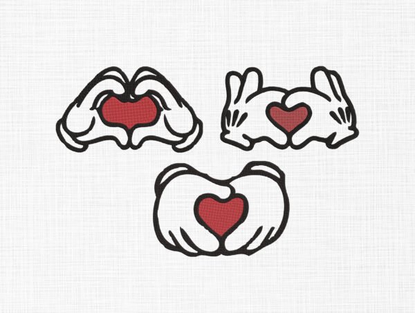 Hand Signs Make Hearts Embroidery Design - 5 Sizes
