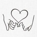 Hands Heart Line Art Embroidery Design - 5 Sizes