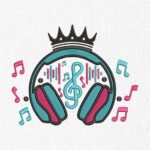 Musical Headphones Embroidery Design - 5 Sizes