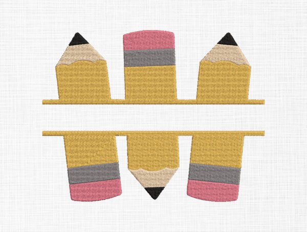Pencils Monogram Embroidery Design - 5 Sizes - Image 2