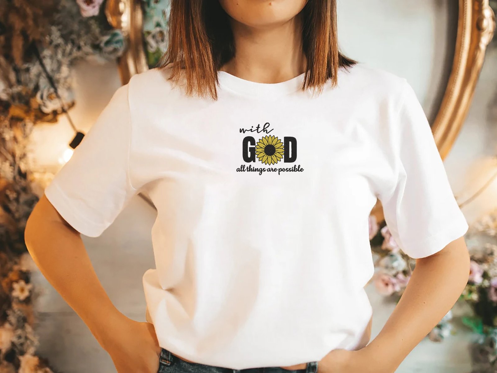 With God all things are possible Embroidery Design - 5 Sizes - Image 2