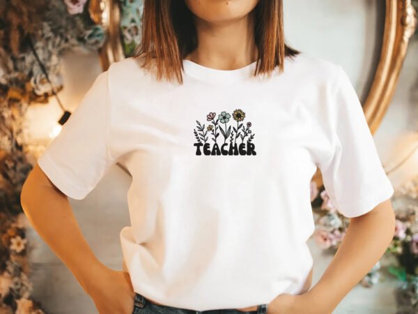 Floral Teacher Embroidery Design - 5 Sizes - Image 2