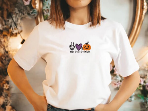 Peace Love Halloween Embroidery Design - 4 Sizes - Image 2