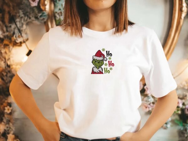 Ho Ho Ho Christmas Grinch Embroidery Design - 5 Sizes - Image 2