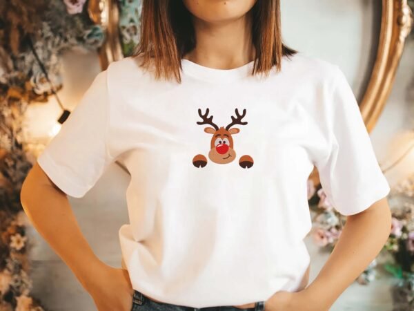 Cute Christmas Deer With Antlers Embroidery Design - 5 Sizes - Image 2