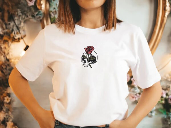 Skull With Rose Embroidery Design - 4 Sizes - Image 2