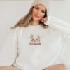 Merry Christmas With Deer Horns Embroidery Design - 5 Sizes - Image 3