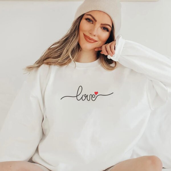Love & Heart Text Embroidery Design - 5 Sizes - Image 2