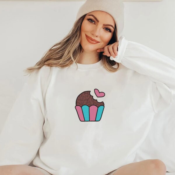Biting Cup Cake With Heart Embroidery Design - 5 Sizes - Image 2