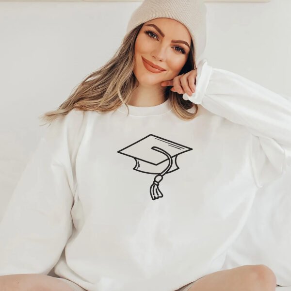 Graduated Cap Line Art Embroidery Design - 5 Sizes - Image 2