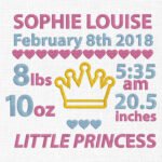 Baby Girl Birth Template Embroidery Design - 4 Sizes