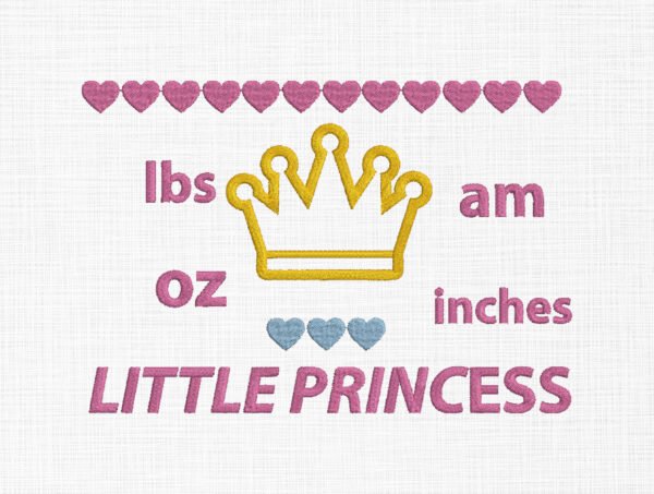 Baby Girl Birth Template Embroidery Design - 4 Sizes - Image 2