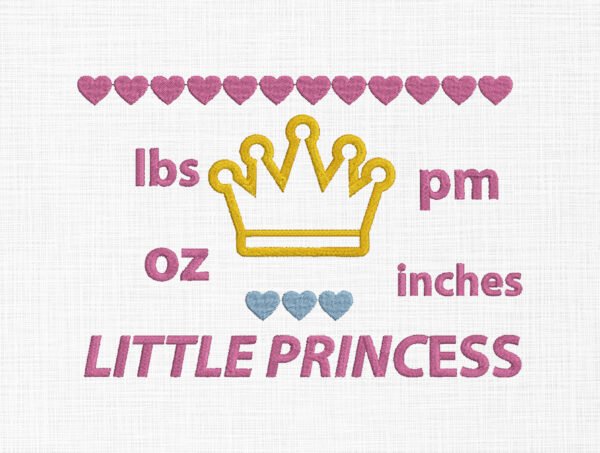 Baby Girl Birth Template Embroidery Design - 4 Sizes - Image 3