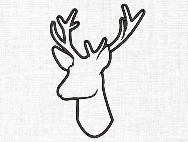 Moose Line Art Embroidery Design - 5 Sizes