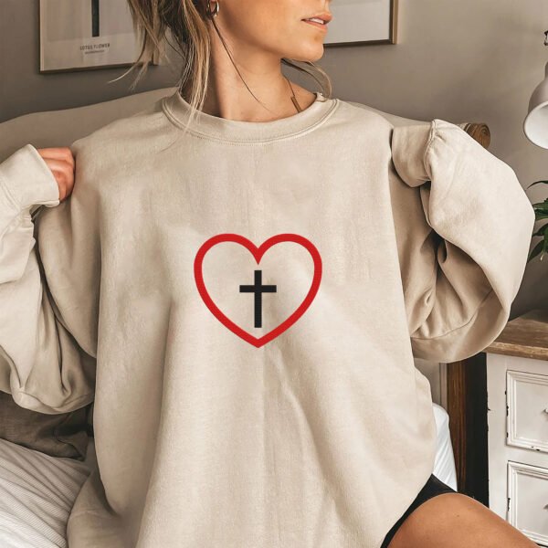 Holy Cross In Heart Embroidery Design -5 Sizes - Image 3