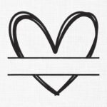 Line Art Heart Monogram Embroidery Design- 5 Sizes