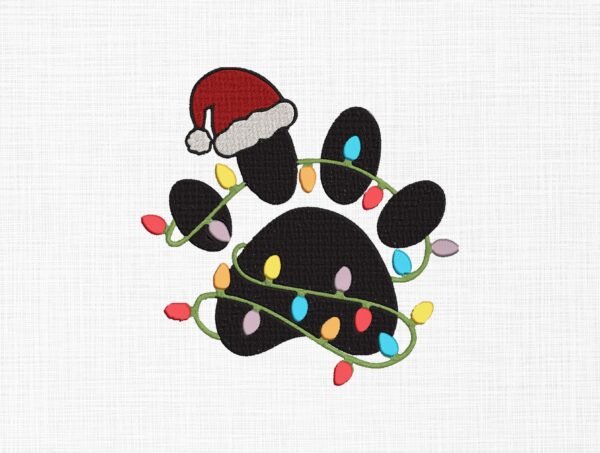 Dog paw with lights Embroidery Design - 5 Sizes