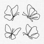 Butterfly Line Art Bundle Embroidery Design - 5 Sizes