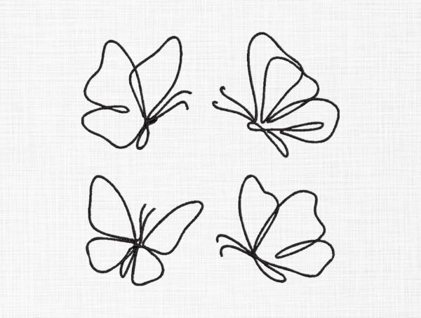 Butterfly Line Art Bundle Embroidery Design - 5 Sizes