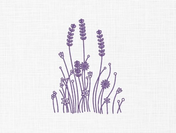 Purple Flowers Embroidery Design - 5 Sizes