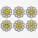 Smiley Flower Embroidery Design - 5 Sizes