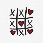Tic Tac Toe Love Game Embroidery Design - 6 Sizes