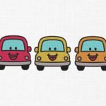 Smiley Cars Bundle Embroidery Design - 5 Sizes